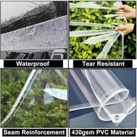 BeGrit 2x3m Átlátszó Takaróponyva Szemekkel 430gsm Vízálló PVC Erkély Terasz 6
