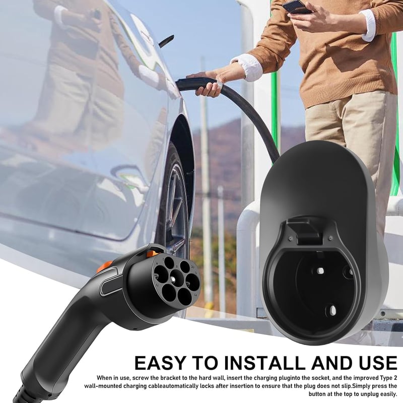 Behogan Type 2 EV töltőkábel tartó fali rögzítéshez, elektromos autó töltőállomáshoz