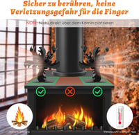 Behozel 4 lapátos kályha ventilátor, áramellátás nélküli, csendes működés, hatékony hőelosztás 3