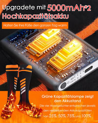 Behozel 5000 mAh Akkumulátoros Fűthető Zokni App Vezérléssel 65°C 4