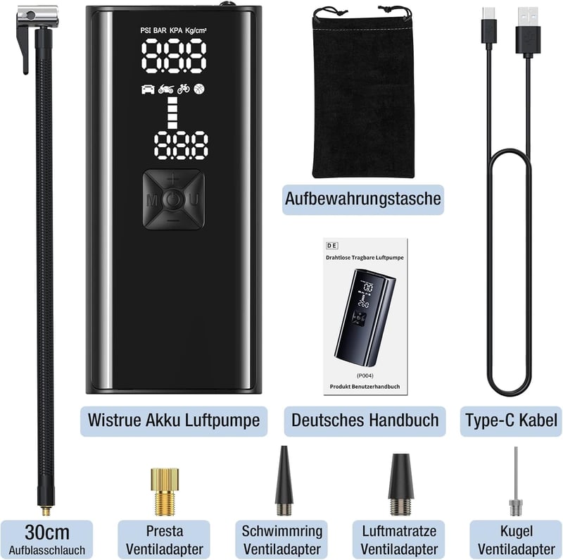 Behozel Elektromos Légpumpa 5200mAh Akkumulátor, Digitális LCD Kijelző, Kerékpár Motorkerékpár Autó Pumpa