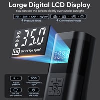 Behozel Elektromos Légpumpa 6000mAh Akkuval, 150 PSI Hordozható Kerékpár Pumpa Digitális Kijelzővel 2