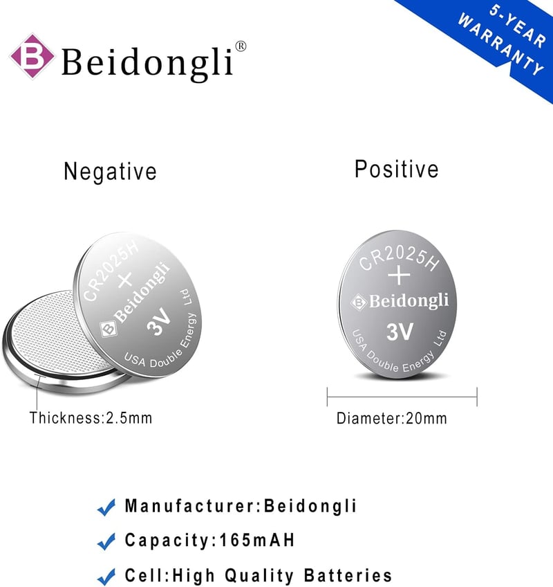 Beidongli CR2025 3V Lítium Gombelem 10db TAN Generátor Elemcsomag