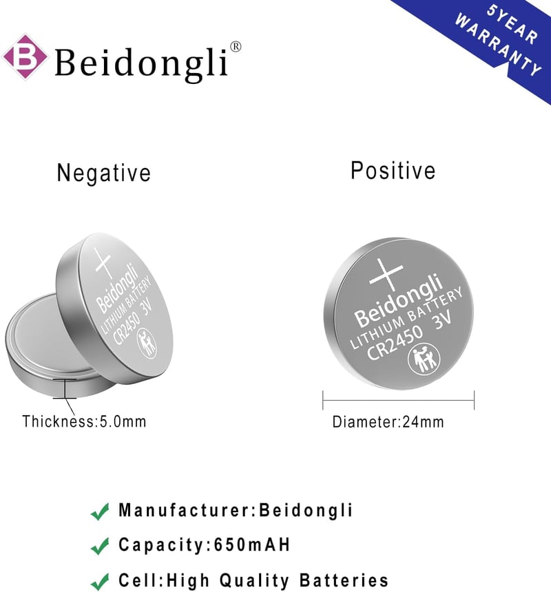 Beidongli CR2450 3V Lítium Gombelem 40 db Csomag