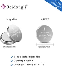 Beidongli CR2450 3V Lítium Gombelem 5 db Csomag 2