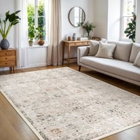 BEIMO Boho Vintage Szőnyeg - Mosható, Csúszásgátló Poliészter Szőnyeg Nappaliba, Hálóba, Konyhába - Lapos Szövésű, Bézs, 200x290 cm 5