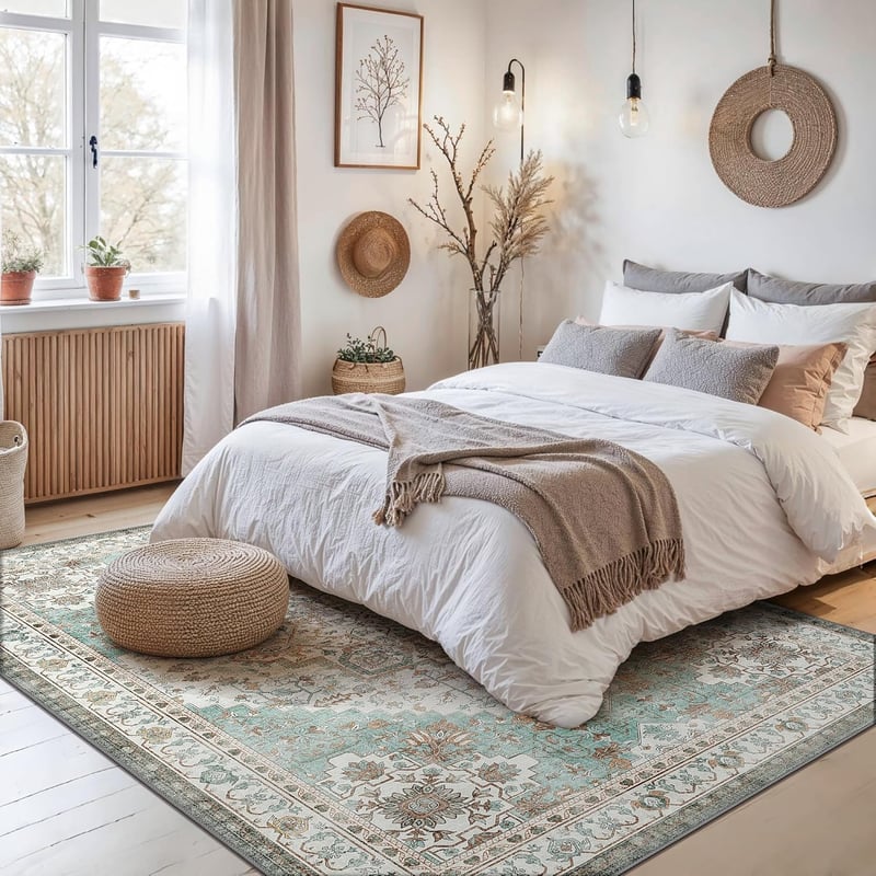 BEIMO Vintage szőnyeg 160x230 cm, csúszásmentes, menta zöld, mosható, nappali hálószoba