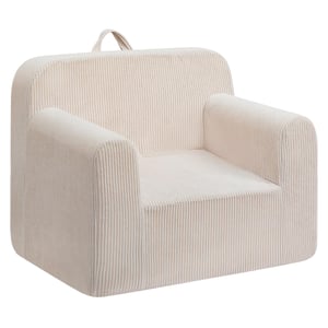 BEJOY Dječja fotelja, ultra mekana pjenasta sofa, jednosjed od samta za čitanje, za dječake i djevojčice, bež