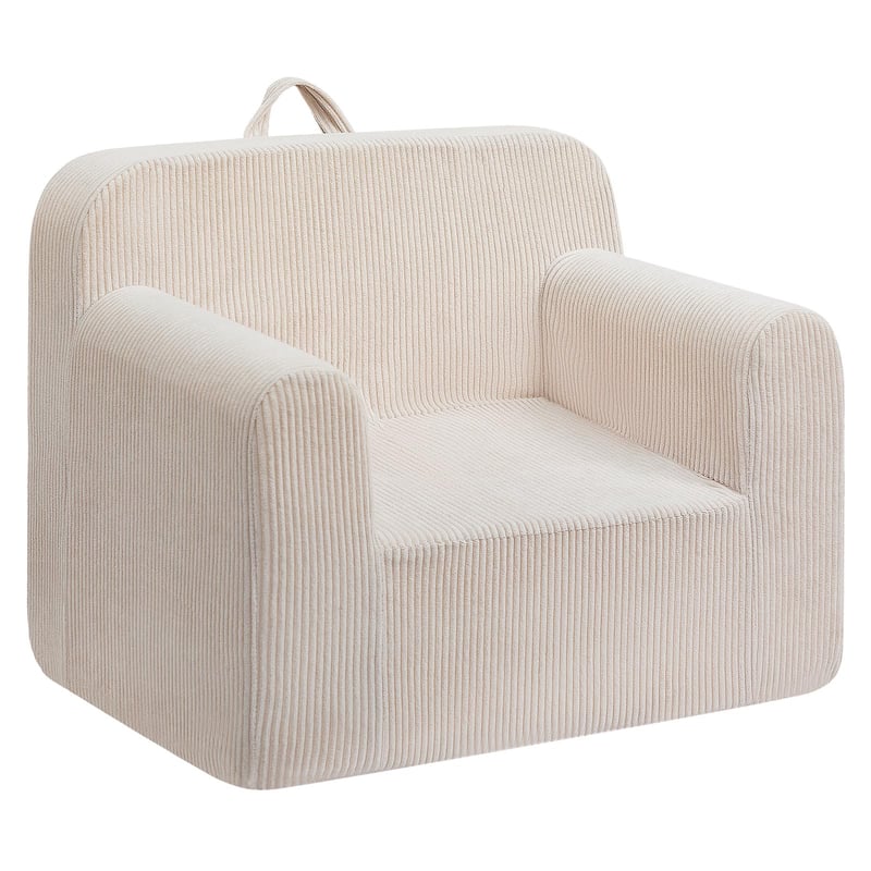 BEJOY Dječja fotelja, ultra mekana pjenasta sofa, jednosjed od samta za čitanje, za dječake i djevojčice, bež