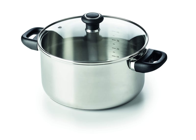 Cratiță din oțel inoxidabil Beka Polo cu capac din sticlă, bază cu 3 straturi, 16 cm, pentru inducție, compatibilă cu mașina de spălat vase