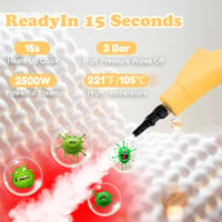 Bekasa 2500W Hordozható Gőztisztító 1000ml 6 Fokozatú Sebességgel 3