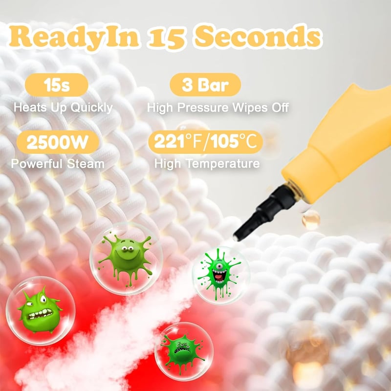 Bekasa 2500W Hordozható Gőztisztító 1000ml 6 Fokozatú Sebességgel