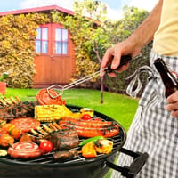 Bekasa okrúhly nerezový grilovací rošt, priemer 38 cm, 11 tyčí, rozostup mriežky 3 cm, príslušenstvo na BBQ gril na drevené uhlie, kemping, záhrada, piknik 6