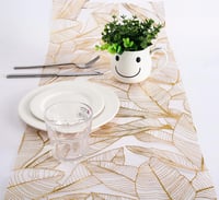 Bekeify Arany Asztali Futó 28cm × 15m - Elegáns Organza Tüll Asztalterítő Csillogó Fényű Dekoráció Esküvőre, Szilveszterre, Karácsonyra 4