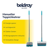 Ručný zametač kobercov Beldray LA024855TQ – Manuálny zametač na koberce a tvrdé podlahy, odstraňovanie zvieracích chlpov, tyrkysový 2