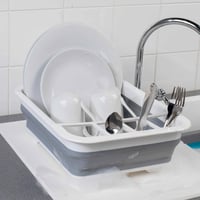 Beldray LA031051 Sklopiva sušilica za suđe s cjedilom za pribor za jelo, siva, plastična, za kamp-kućice i kampiranje 4