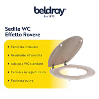 WC doska Beldray z MDF s povrchovou úpravou imitujúcou biely dub, univerzálna veľkosť, jednoduchá montáž, LA033710WOAK 2