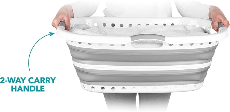 Beldray Összecsukható Szennyestartó 37L Ergonomikus Szürke Kétfüles Mosáskosár - Gray