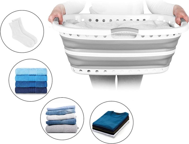 Beldray Összecsukható Szennyestartó 37L Ergonomikus Szürke Kétfüles Mosáskosár - Gray