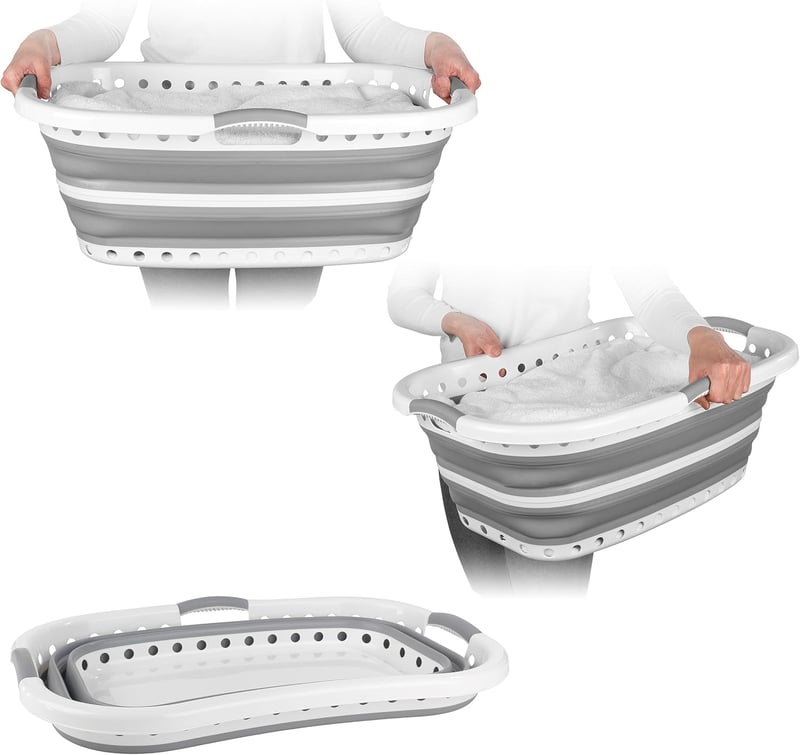 Beldray Összecsukható Szennyestartó 37L Ergonomikus Szürke Kétfüles Mosáskosár - Gray