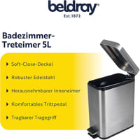Beldray Rozsdamentes Pedálos Szemetes Puha Záródással - Stainless steel, rectangle 2