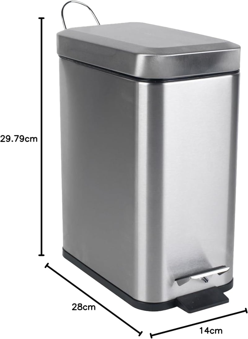 Beldray Rozsdamentes Pedálos Szemetes Puha Záródással - Stainless steel, rectangle