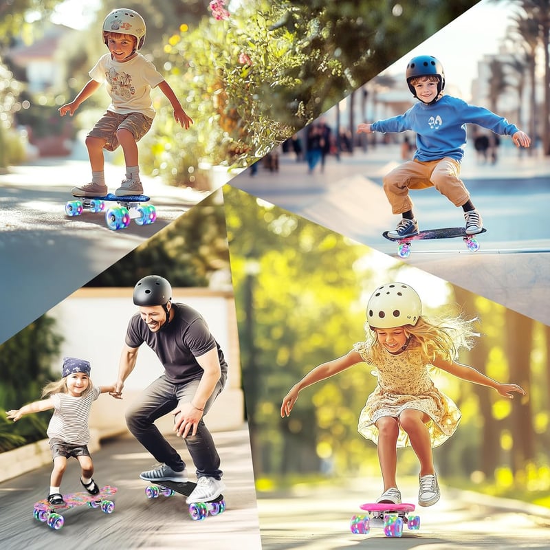 BELEEV 22 Inch Mini Cruiser Skateboard LED Kerekekkel Kezdőknek
