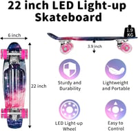 BELEEV 22 Inch Mini Cruiser Skateboard LED Kerekekkel Kezdőknek 5