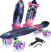 BELEEV 22 Inch Mini Cruiser Skateboard LED Kerekekkel Kezdőknek 1