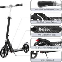 BELEEV LED világító roller 200mm kerékkel, magasságállítható, összecsukható, 6+ éveseknek 6