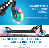 BELEEV Összecsukható Gyerekroller LED Világító Kerekekkel, 3 Fokozatú Magasságállítás, 3-12 Éves Korig - Black 3