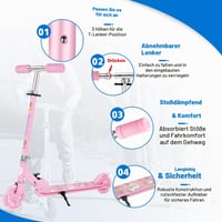 Detská kolobežka BELEEV V1, dvojkolesová skladacia kolobežka pre dievčatá a chlapcov, LED svietiace kolesá, 3 nastaviteľné výšky, so stojanom, pre deti od 3 do 12 rokov 6