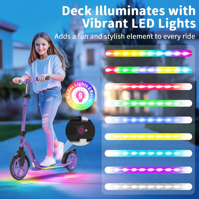 BELEEV V10 Összecsukható Roller 230mm Kerékkel, LED Világítás, Magasságállítható, Könnyű Alumínium