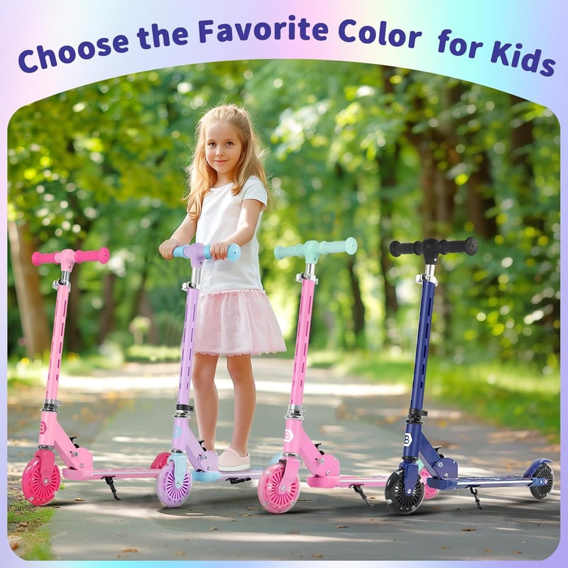 BELEEV V3 Gyerek Roller LED Világító Kerekekkel, Magasságállítható, Összecsukható 3-12 Év
