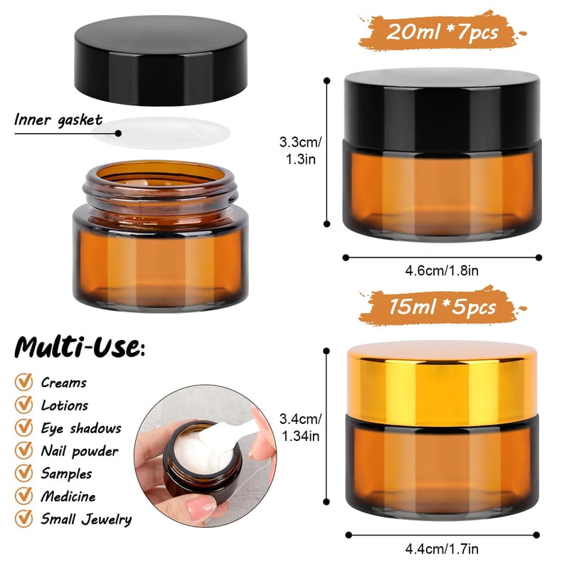 BELICOO 12 db 15-20 ml Barna Üveg Krémes Jar Fedővel Kozmetika Gyertya
