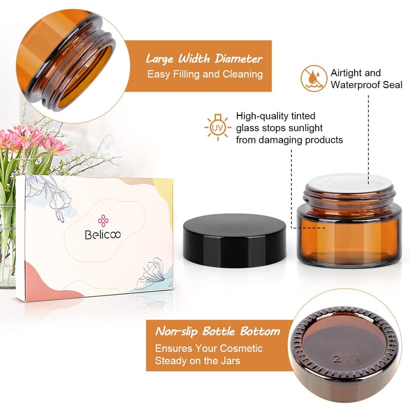 BELICOO 12 db 15-20 ml Barna Üveg Krémes Jar Fedővel Kozmetika Gyertya