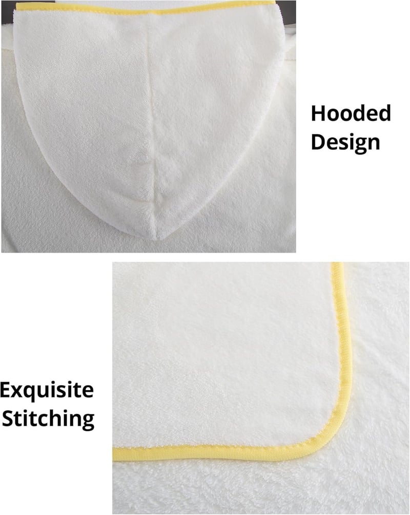 BeLikeFish Gyerek Fürdőponcho Fehér Kacsa 60x60cm Puha Korall Fleece 2-9 Év - 60x60cm, 2–6 Jahre, White Duckling