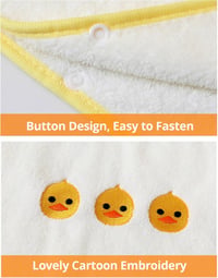 BeLikeFish Gyerek Fürdőponcho Fehér Kacsa 60x60cm Puha Korall Fleece 2-9 Év - 60x60cm, 2–6 Jahre, White Duckling 4