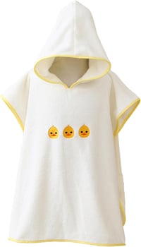 BeLikeFish Gyerek Fürdőponcho Fehér Kacsa 60x60cm Puha Korall Fleece 2-9 Év - 60x60cm, 2–6 Jahre, White Duckling 1