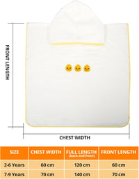 BeLikeFish Gyerek Fürdőponcho Fehér Kacsa 60x60cm Puha Korall Fleece 2-9 Év - 60x60cm, 2–6 Jahre, White Duckling 5