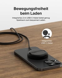 Belkin 15W MagSafe Mágneses Vezeték Nélküli Töltő Állvánnyal iPhone Samsung AirPods Qi2 Fekete - black 4