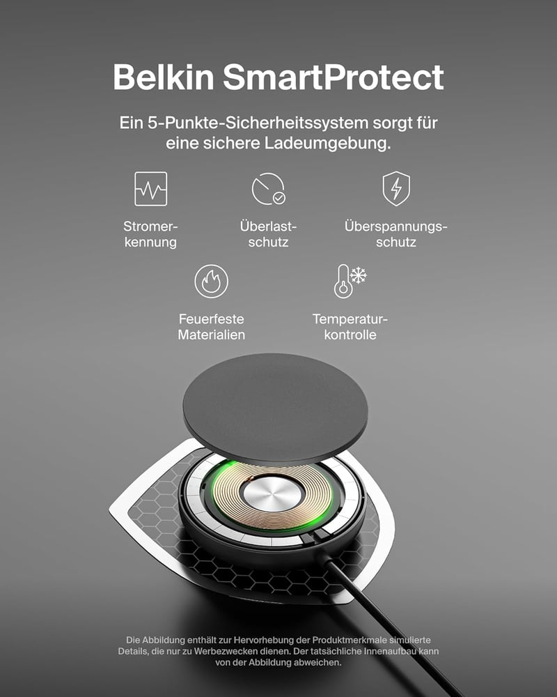 Belkin 15W MagSafe Mágneses Vezeték Nélküli Töltő Állvánnyal iPhone Samsung AirPods Qi2 Fekete - black