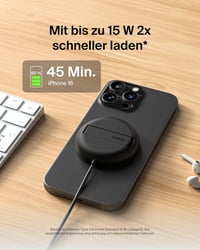 Belkin 15W MagSafe Mágneses Vezeték Nélküli Töltő Állvánnyal iPhone Samsung AirPods Qi2 Fekete - black 3