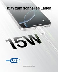 Belkin fonott USB-A – USB-C töltőkábel, 1,5 m, 15W, fehér (2 db) 2
