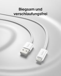 Belkin fonott USB-A – USB-C töltőkábel, 1,5 m, 15W, fehér (2 db) 4