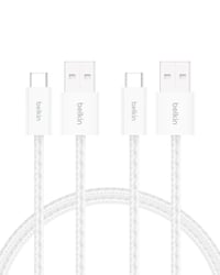 Belkin fonott USB-A – USB-C töltőkábel, 1,5 m, 15W, fehér (2 db) 1