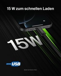 Set 2 cabluri de încărcare împletite Belkin USB-A la USB-C, 1,5 m, 15W, încărcare rapidă, compatibil cu iPhone 17/16, Galaxy S25, Pixel 10, iPad Pro, negru 2