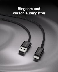 Set 2 cabluri de încărcare împletite Belkin USB-A la USB-C, 1,5 m, 15W, încărcare rapidă, compatibil cu iPhone 17/16, Galaxy S25, Pixel 10, iPad Pro, negru 4