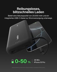 Belkin 20K PD 30 W power bank beépített USB-C kábellel - fekete - 20000 mAh 2