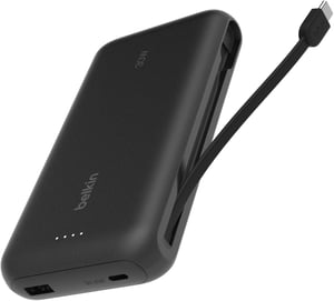 Power banka Belkin 20K PD 30 W so vstavaným USB-C káblom – čierna – 20 000 mAh